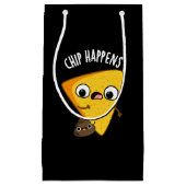 Chip Happens Funny Poop Pun Dark BG Klein Cadeauzakje (Voorkant)