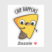Chip Happens Grappige Poop Pun Sticker (Vel)