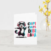 Chipi Chapa Dibi Daba Cat Dancing Cartoon Kaart (Gele Bloem)