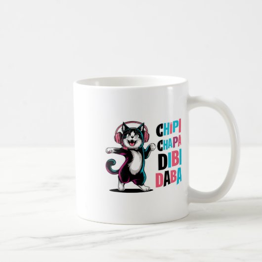 Chipi Chapa Dibi Daba Cat Dancing Cartoon Koffiemok (Rechts)