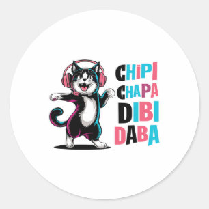 Chipi Chapa Dibi Daba Cat Dancing Cartoon Ronde Sticker