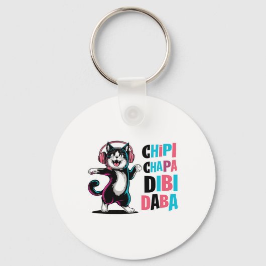 Chipi Chapa Dibi Daba Cat Dancing Cartoon Sleutelhanger (Voorkant)