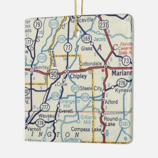 Chipley FL Map Keramisch Ornament (Links)