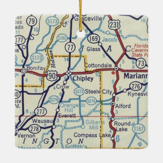 Chipley FL  Map Keramisch Ornament (Achterkant)