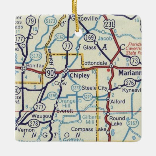 Chipley FL  Map Keramisch Ornament (Voorkant)