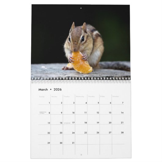 Chipmunk 2026 kalender (Mar 2026)