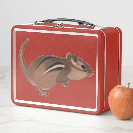 Chipmunk artwork on metal lunch boxes (In situ)