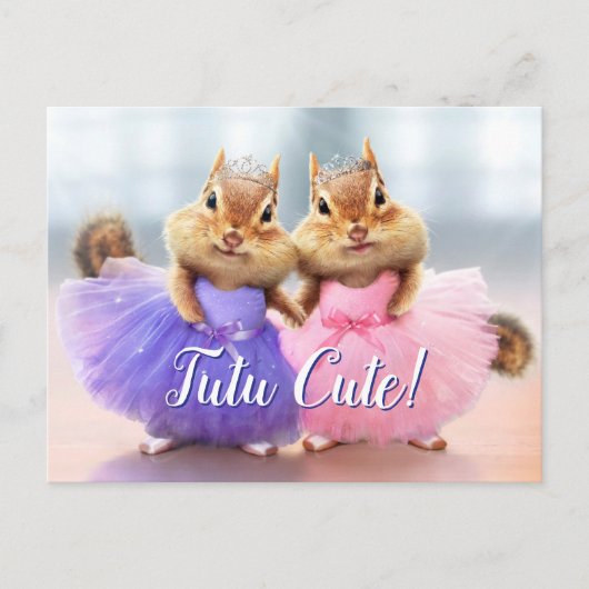 Chipmunk Ballerina Duo Uitnodiging Briefkaart (Voorkant)