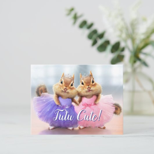 Chipmunk Ballerina Duo Uitnodiging Briefkaart (Staand voorkant)