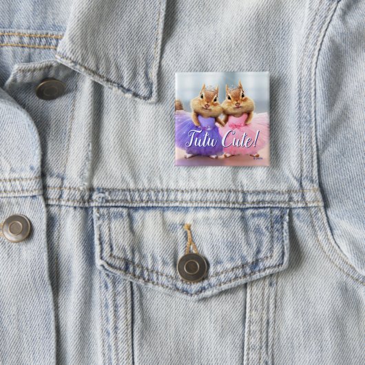 Chipmunk Ballerina Duo Vierkante Button 5,1 Cm (In situ)