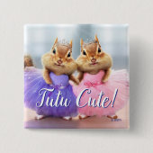 Chipmunk Ballerina Duo Vierkante Button 5,1 Cm (Voorkant)