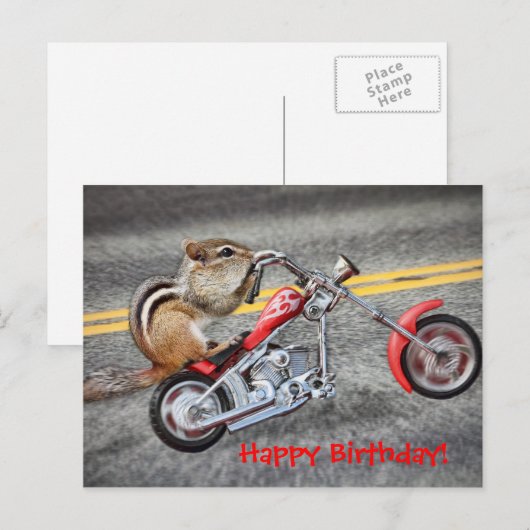 Chipmunk Biker Riding a Motorcycle Briefkaart (Voorkant / Achterkant)