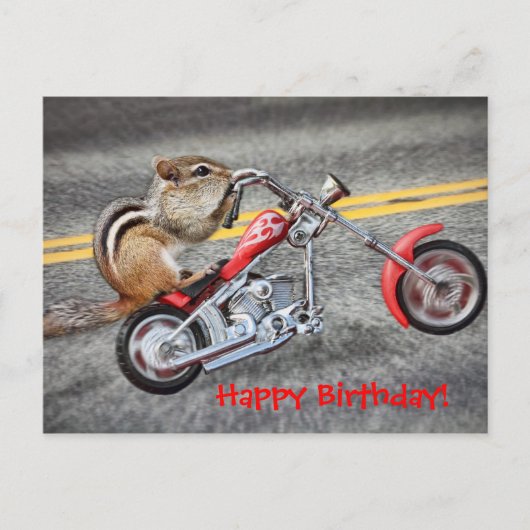 Chipmunk Biker Riding a Motorcycle Briefkaart (Voorkant)