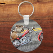 Chipmunk Biker Riding a Motorcycle Sleutelhanger (Voorkant)
