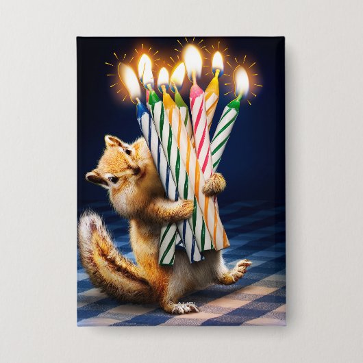 Chipmunk Birthday Candles Button (Voorkant)
