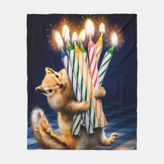 Chipmunk Birthday Candles Fleece Deken (Voorkant)