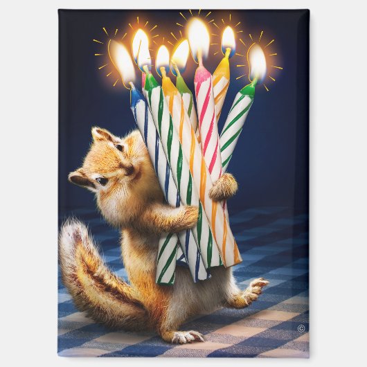 Chipmunk Birthday Candles Magneet (Voorkant)