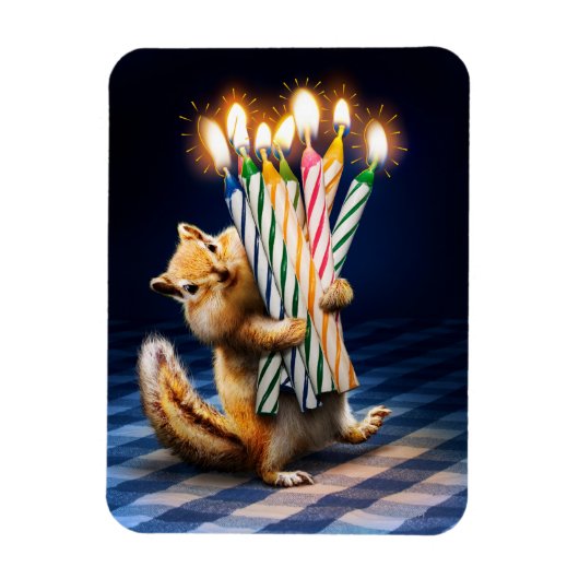 Chipmunk Birthday Candles Magneet (Verticaal)