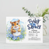 Chipmunk Blue Boy Baby shower Kaart (Staand voorkant)