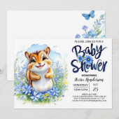 Chipmunk Blue Boy Baby shower Kaart (Voorkant / Achterkant)