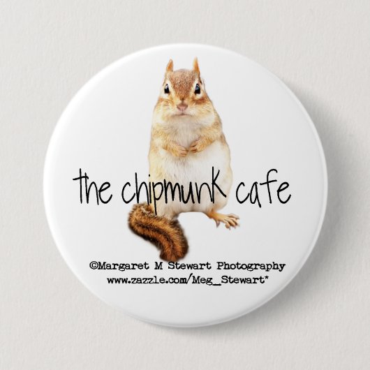 Chipmunk Cafe Logo Ronde Button 7,6 Cm (Voorkant)