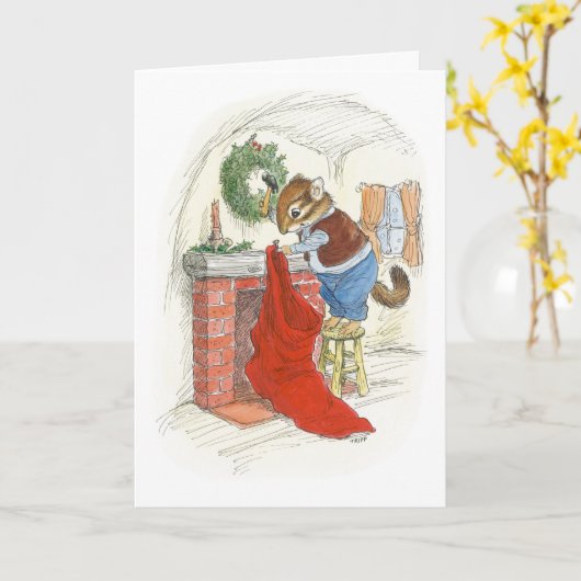 Chipmunk Christmas Stocking kaart (Gele Bloem)