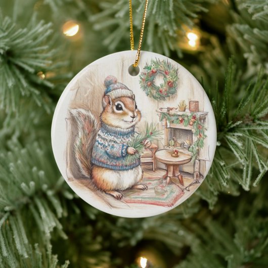 Chipmunk Christmas Wildlife Ornament (Boom)