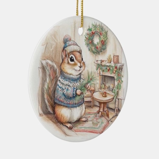 Chipmunk Christmas Wildlife Ornament (Rechts)