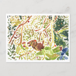 Chipmunk die een briefkaart met bessen eet