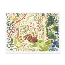 Chipmunk die een briefkaart met bessen eet