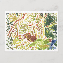 Chipmunk die een briefkaart met bessen eet