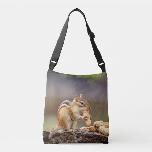 Chipmunk die een pinda eet crossbody tas (Voorkant)