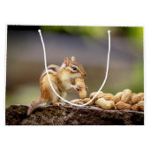 Chipmunk die een pinda eet groot cadeauzakje (Achterkant)