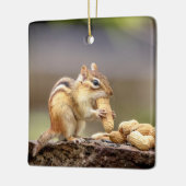 Chipmunk die een pinda eet keramisch ornament (Links)