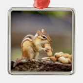 Chipmunk die een pinda eet metalen ornament (Voorkant)