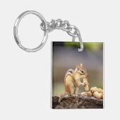 Chipmunk die een pinda eet sleutelhanger (Voorkant Links)