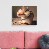 Chipmunk die zijn gezicht bestudeert canvas afdruk (Insitu (Woonkamer))