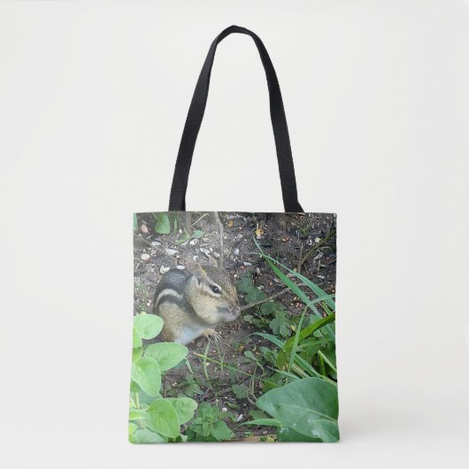 Chipmunk Eating And Collecting In The Garden Photo Tote Bag (Voorkant)