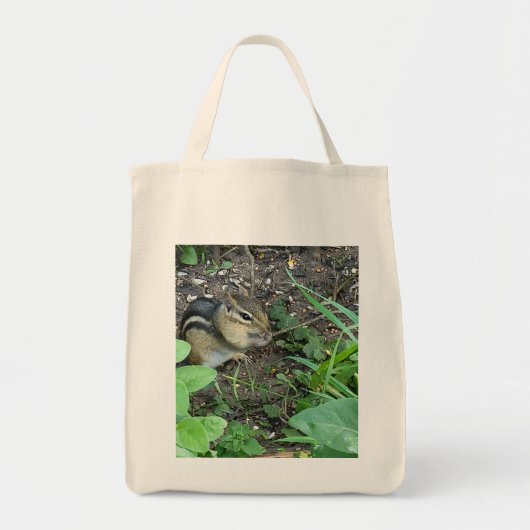 Chipmunk Eating And Collecting In The Garden Photo Tote Bag (Voorkant)