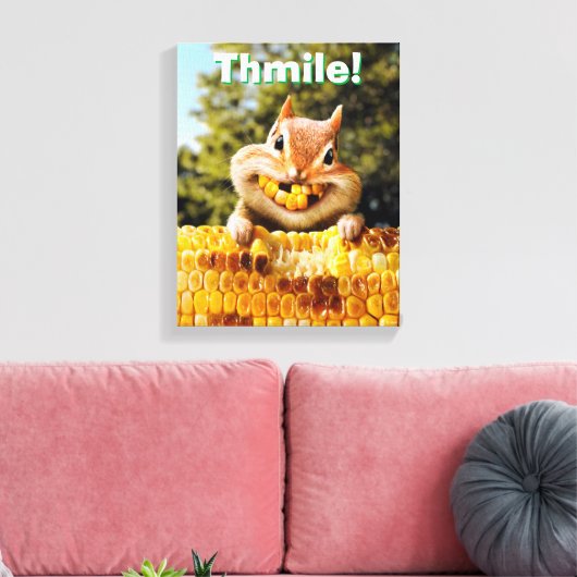 Chipmunk Eating Corn Canvas Afdruk (Insitu (Woonkamer))
