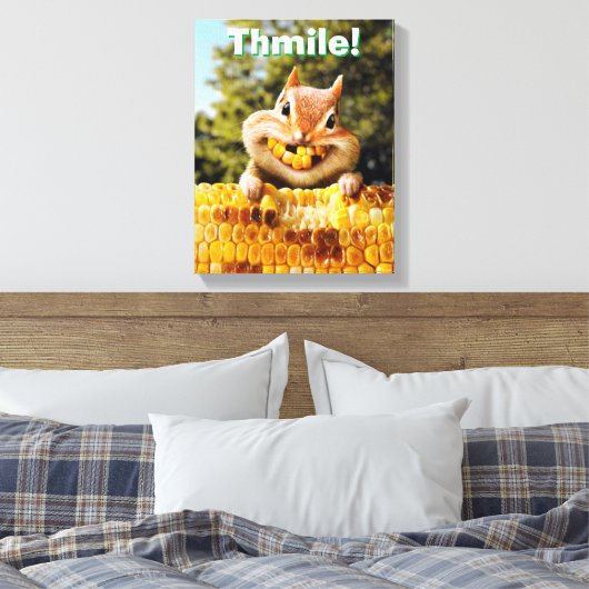 Chipmunk Eating Corn Canvas Afdruk (Insitu (Slaapkamer))