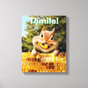 Chipmunk Eating Corn Canvas Afdruk
