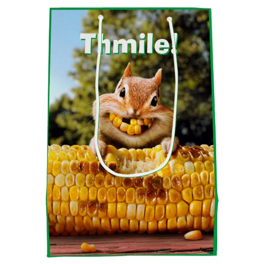 Chipmunk Eating Corn Medium Cadeauzakje (Achterkant)