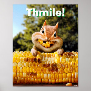 Chipmunk Eating Corn Poster