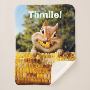 Chipmunk Eating Corn Sherpa Deken