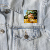 Chipmunk Eating Corn Vierkante Button 5,1 Cm (In situ)