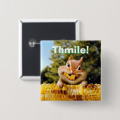 Chipmunk Eating Corn Vierkante Button 5,1 Cm (Voorkant /achterkant)