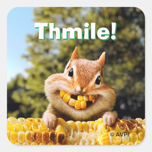 Chipmunk Eating Corn Vierkante Sticker (Voorkant)