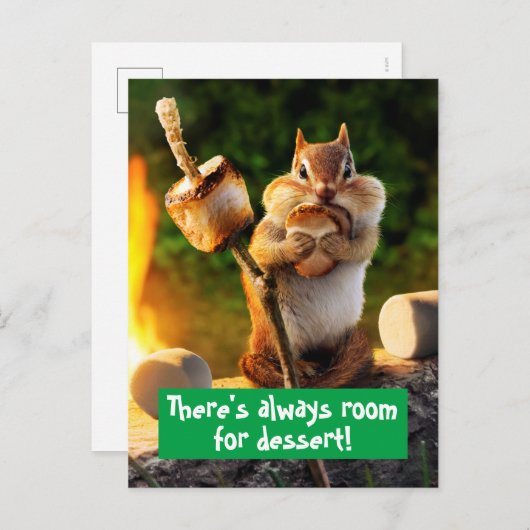 Chipmunk Eating Marshmallow Uitnodiging Briefkaart (Voorkant / Achterkant)