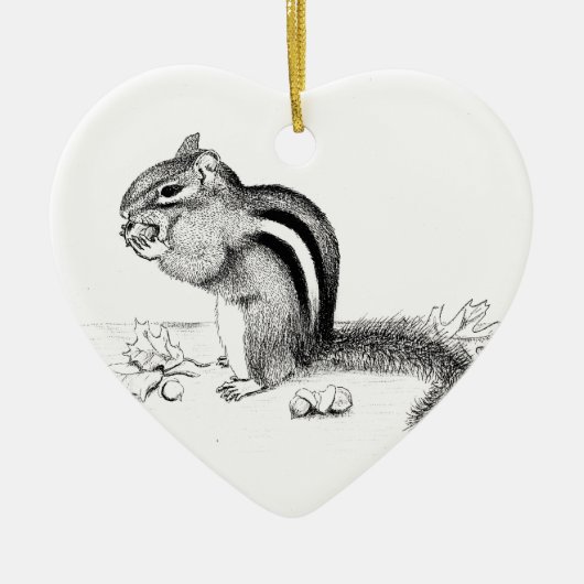 Chipmunk en Acorns Keramisch Ornament (Voorkant)